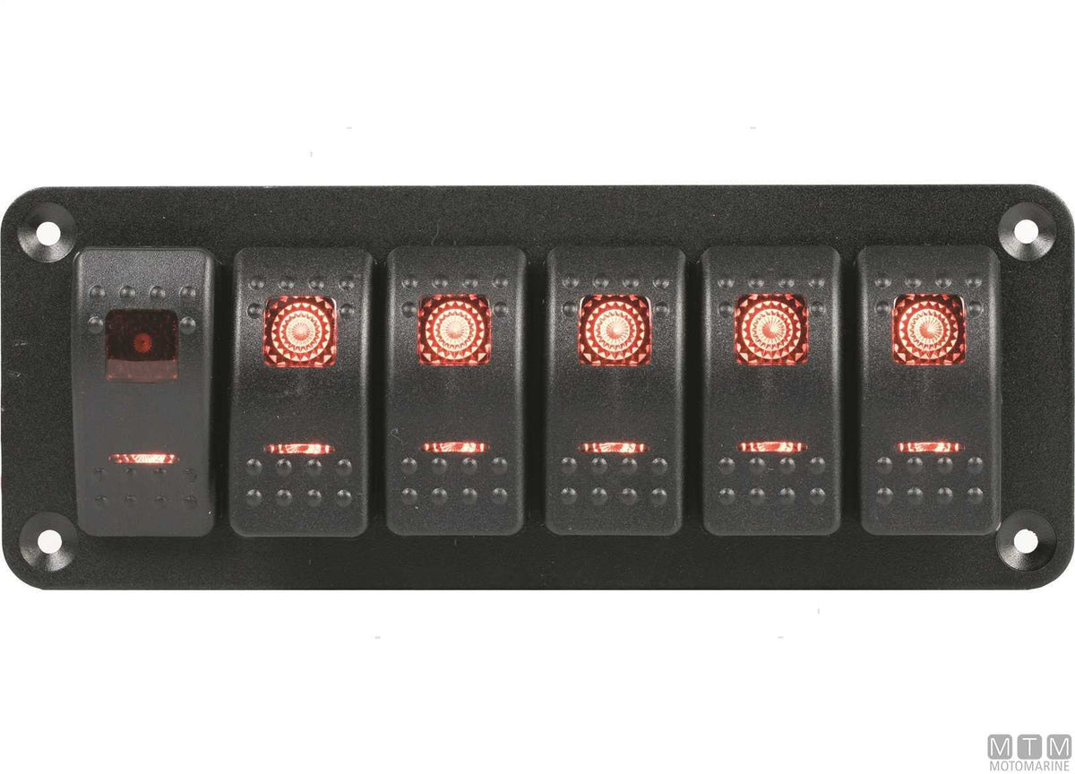 Aluminium panel with 8-position rocker switches 234x70 mm - original photo Motomarine Srl