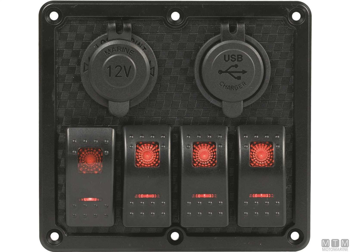 Panel with 6+3-position rocker switches 183x120 mm - original photo Motomarine Srl
