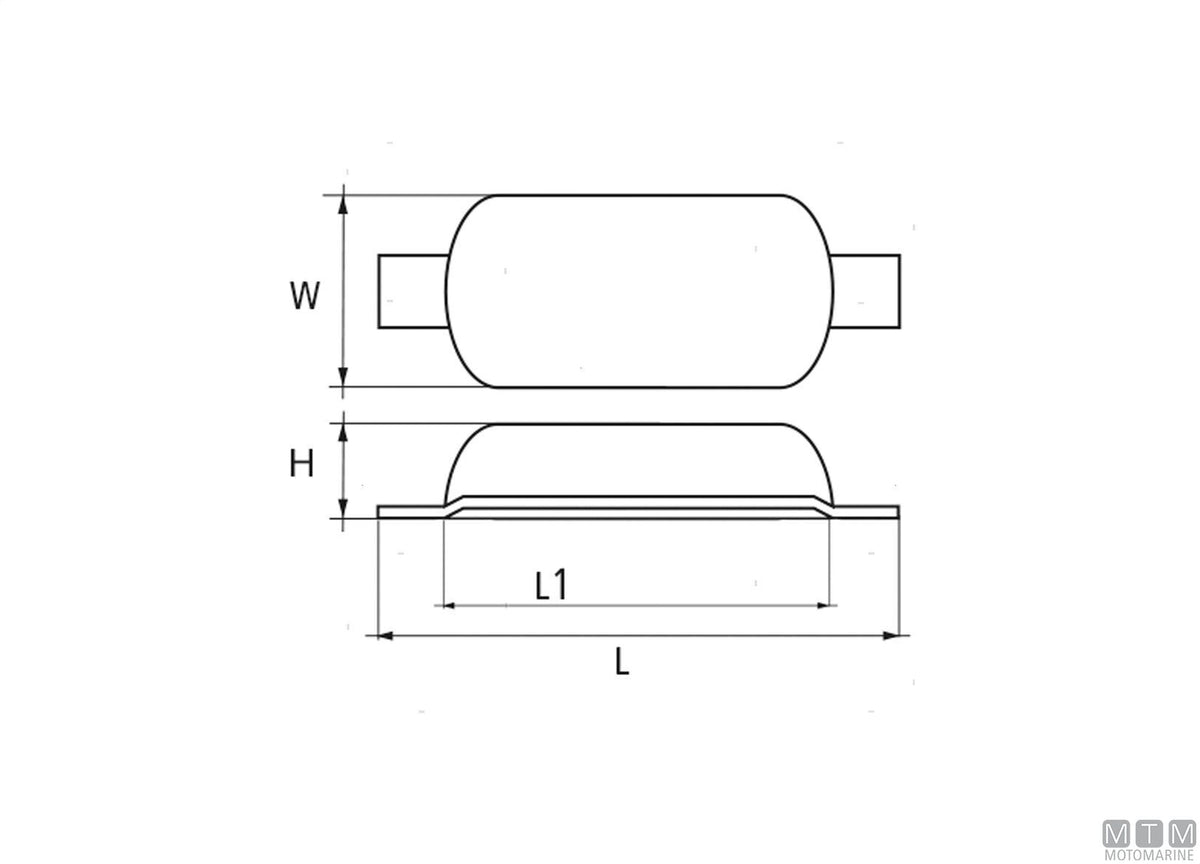 Oval plate anode with weld-on insert L200 mm 4 kg zinc - original photo Motomarine Srl