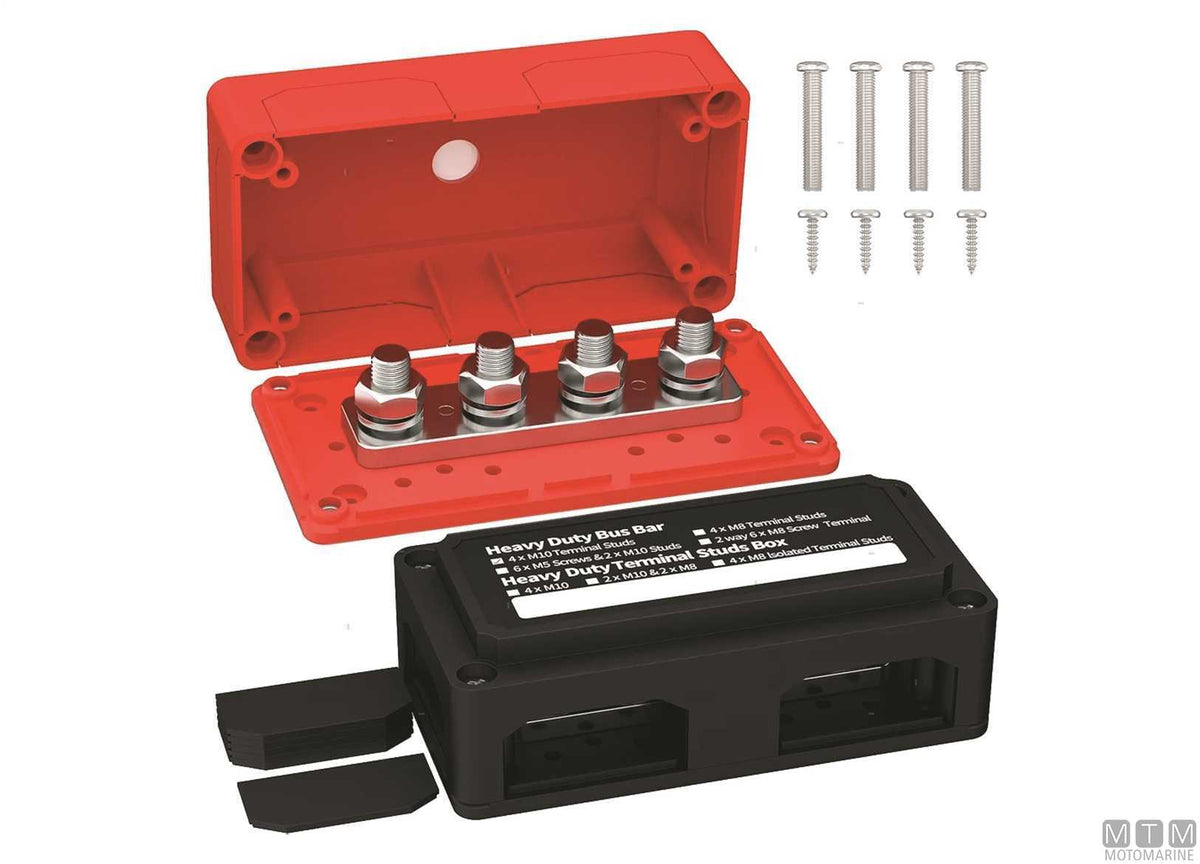Connection box 300 A red 4xM10 - original photo Motomarine Srl