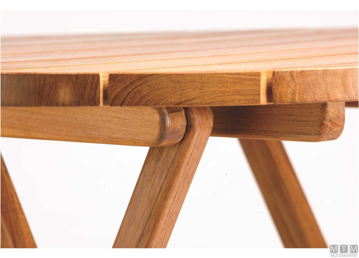 MB adjustable table in teak 120x40/80 cm H 75/60 cm - original photo Motomarine Srl