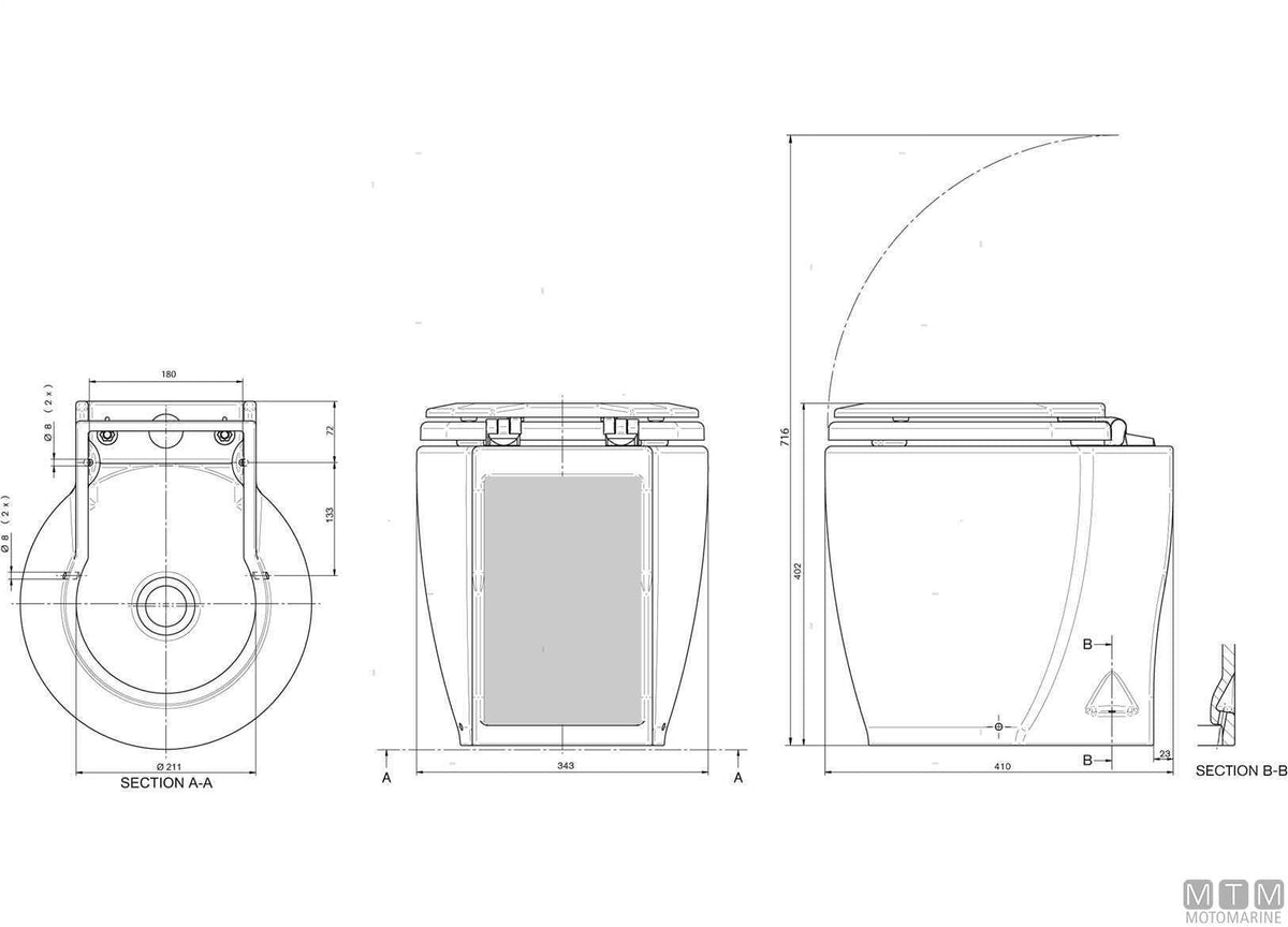 Ocean Laguna Silent electric toilet 24V - original photo Motomarine Srl