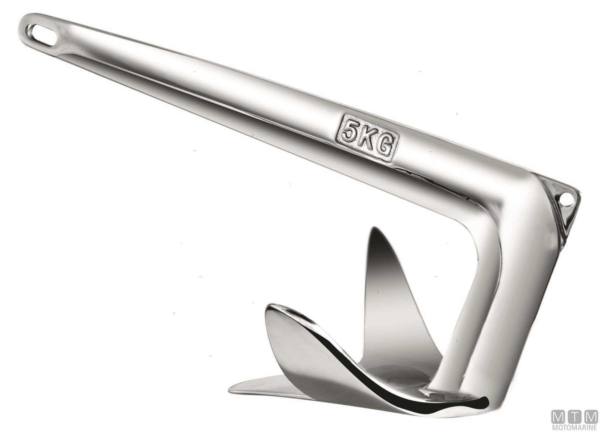 3-Wing anchor 7.5 kg stainless steel 316 - original photo Motomarine Srl