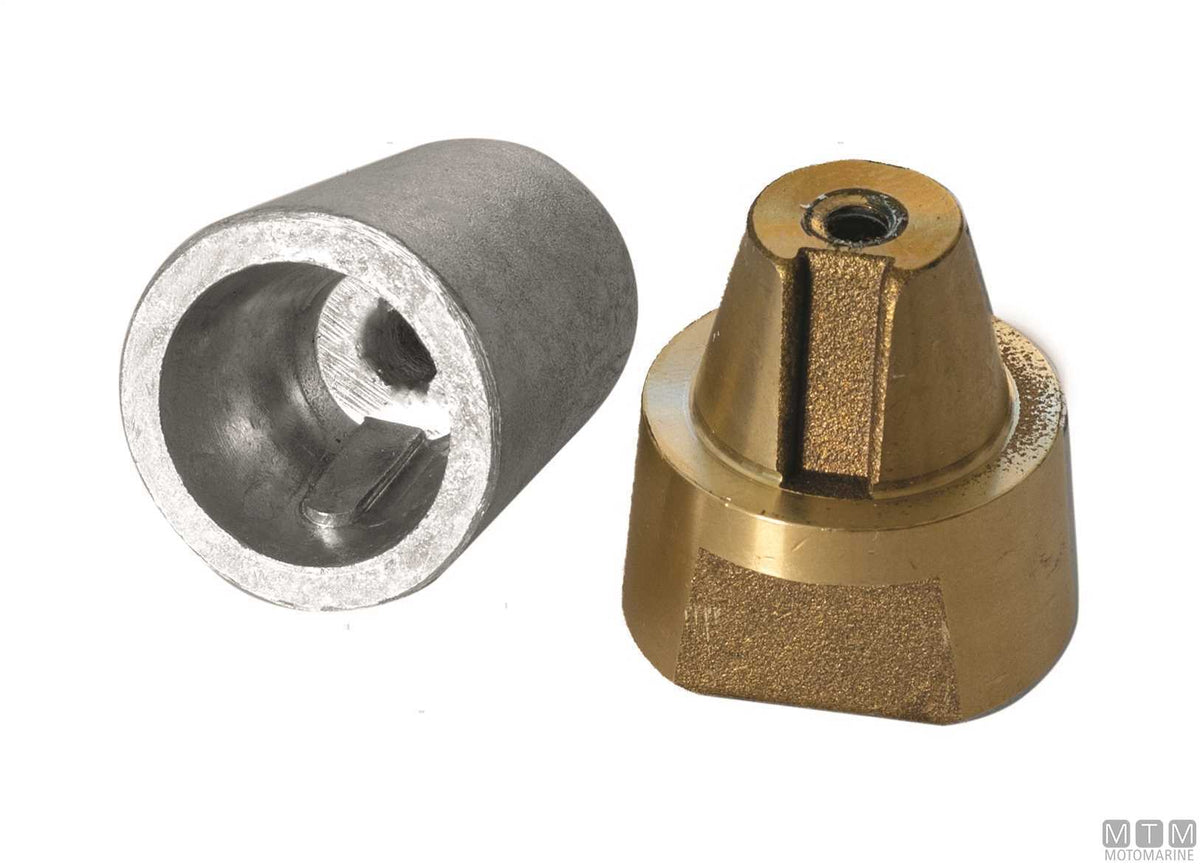Shaft nose cone Ø40 mm with conical anode - original photo Motomarine Srl