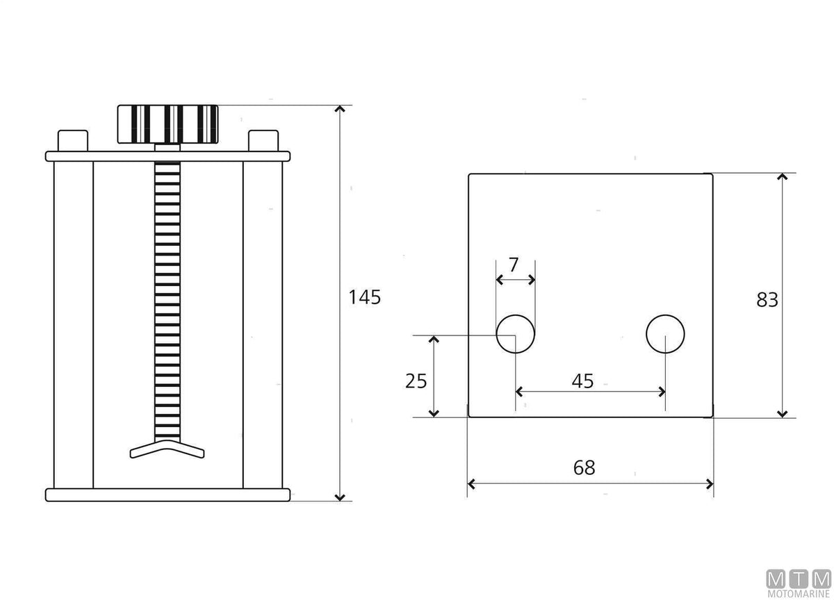 Anchor stop, stainless steel 316, for Uni tilting bow roller - original photo Motomarine Srl