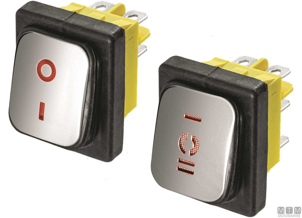 Stainless steel ON-OFF rocker switch 20 A 4 terminals - original photo Motomarine Srl