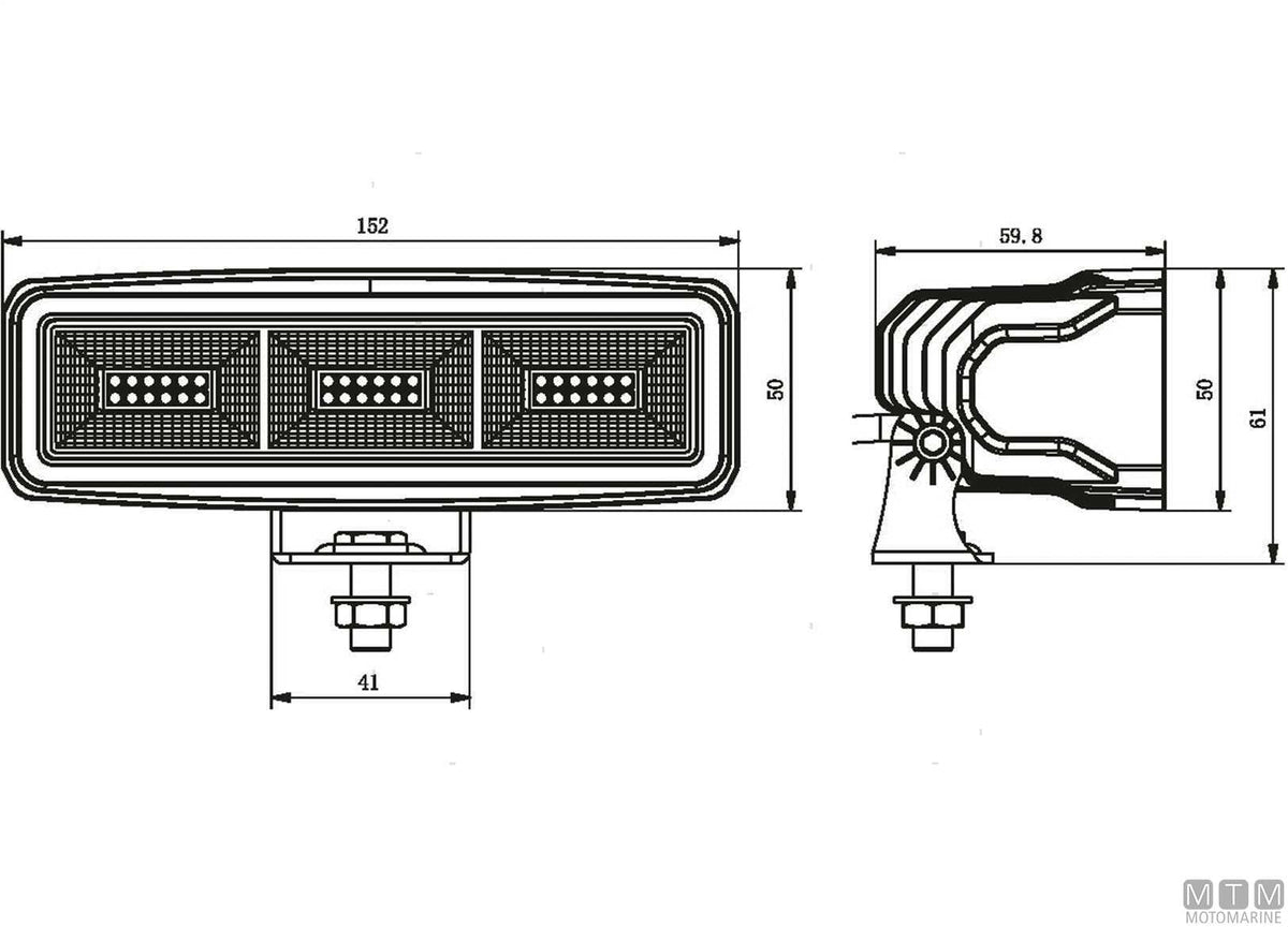 LED deck light white 152x50 mm - original photo Motomarine Srl