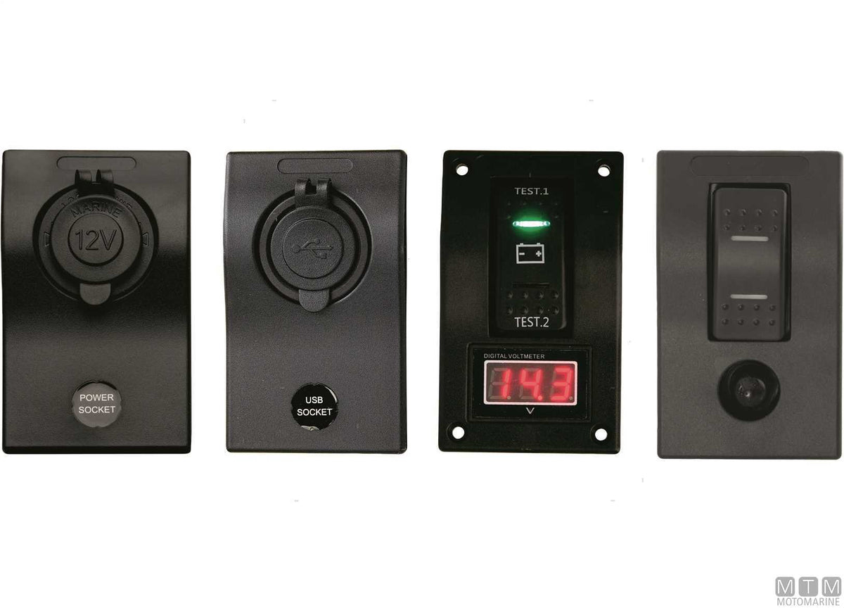 Panel with 8-position rocker switches 235x100 mm - original photo Motomarine Srl