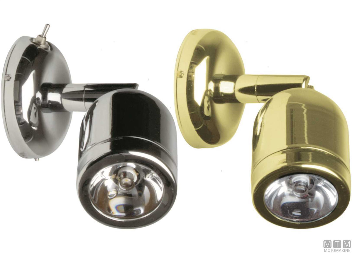 Adjustable LED spotlight in chrome-plated brass 8-30 V - original photo Motomarine Srl