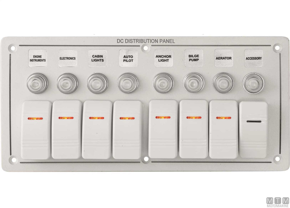 White aluminium panel with 1-position rocker switch - original photo Motomarine Srl