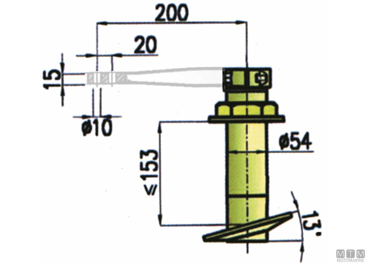 Bronze rudder tube head with 13° inclined base - original photo Motomarine Srl