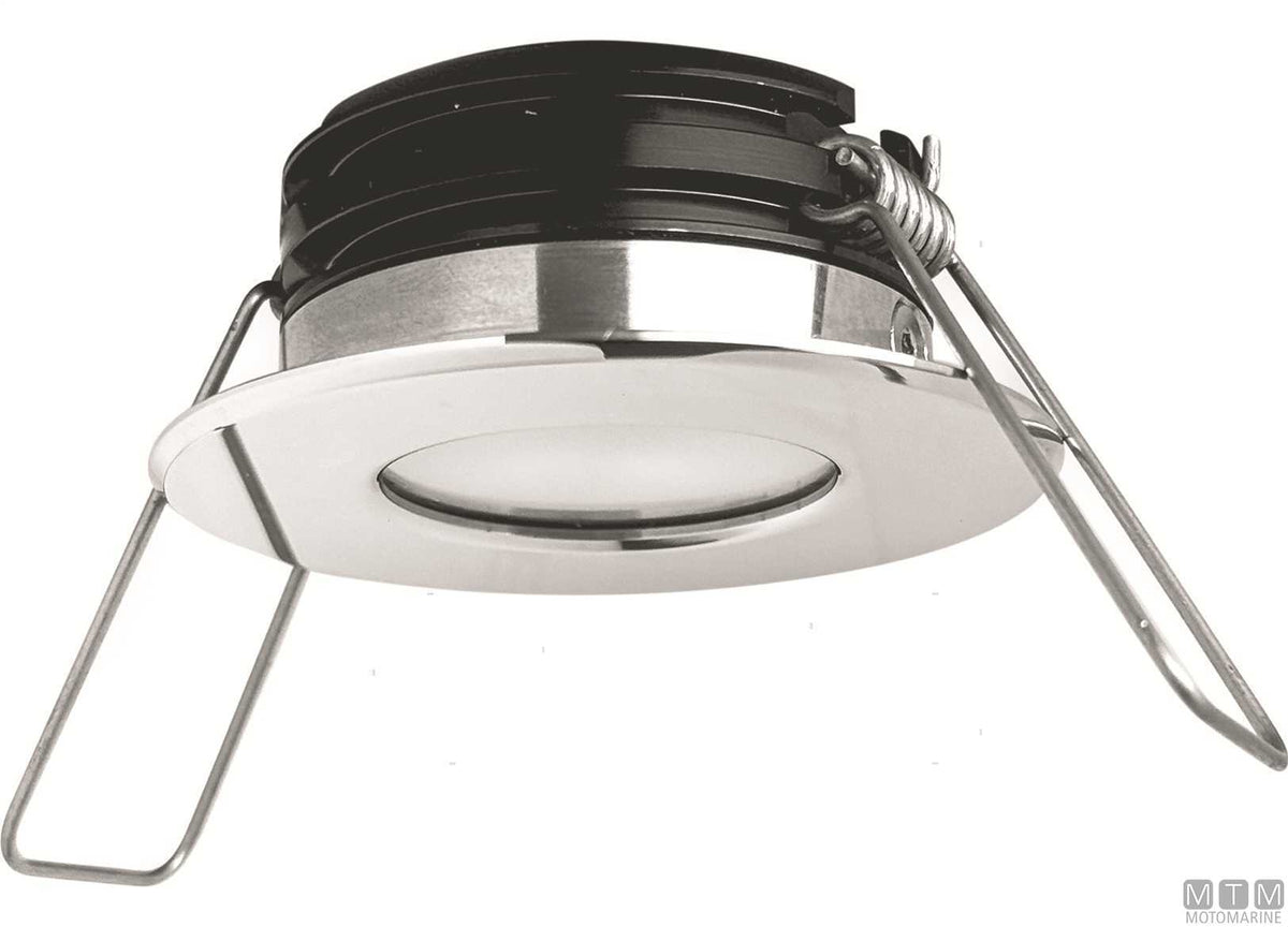 Warm light LED spotlight Astel Intensa satin stainless steel Ø79 mm - original photo Motomarine Srl
