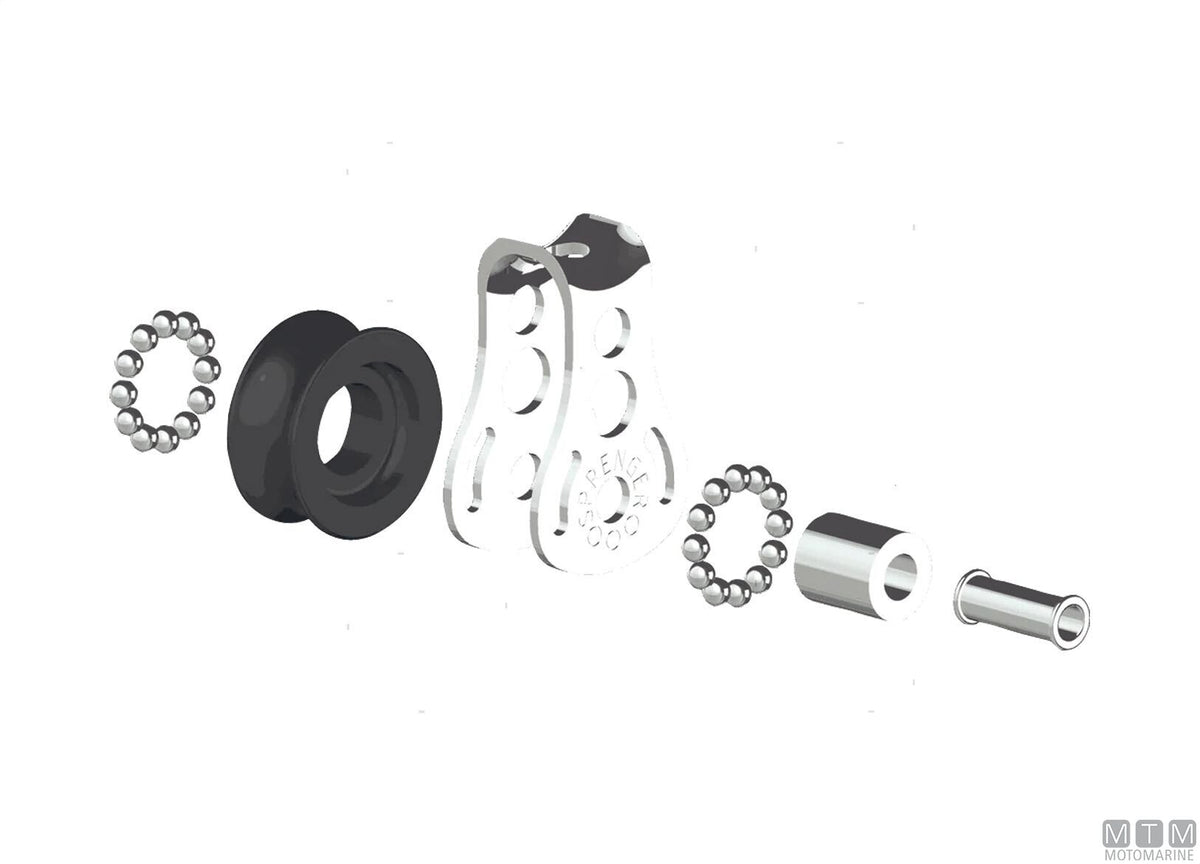 HS stainless steel triple block, ball-bearing sheave Ø19 mm - original photo Motomarine Srl