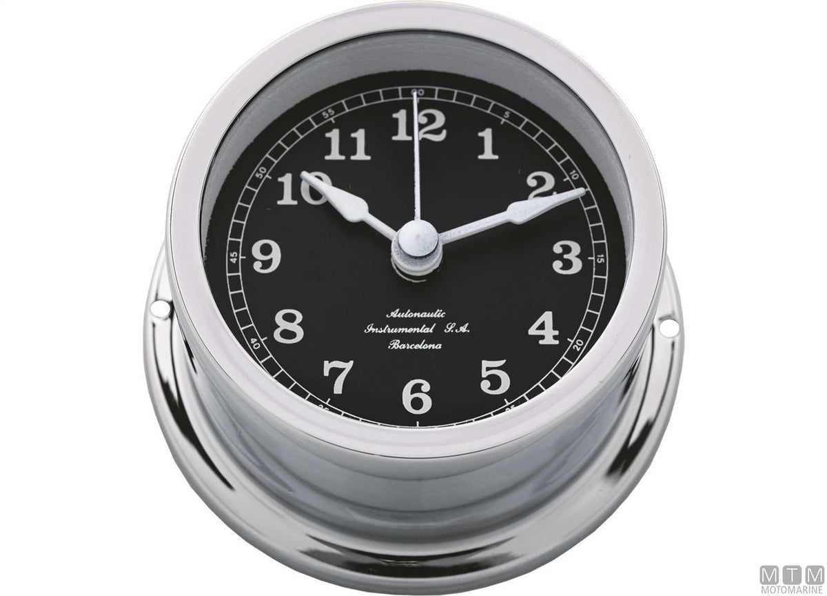 A-Nautic Minor clock 72 mm chrome-plated brass black dial - original photo Motomarine Srl