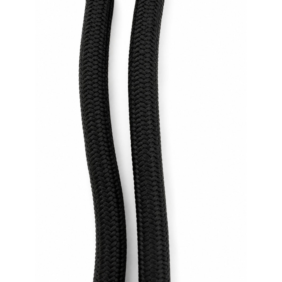 Macro of the braided black cover of the Dyneema loop