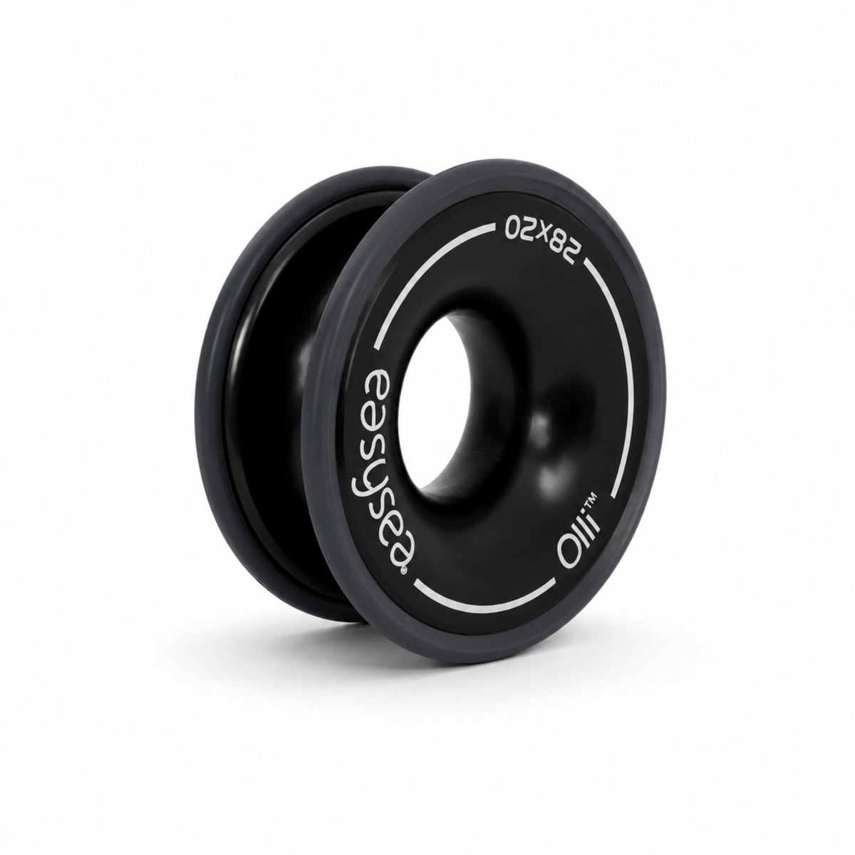 Olli low friction ring at 45 degrees showing the aluminium body and the double rubber sheath