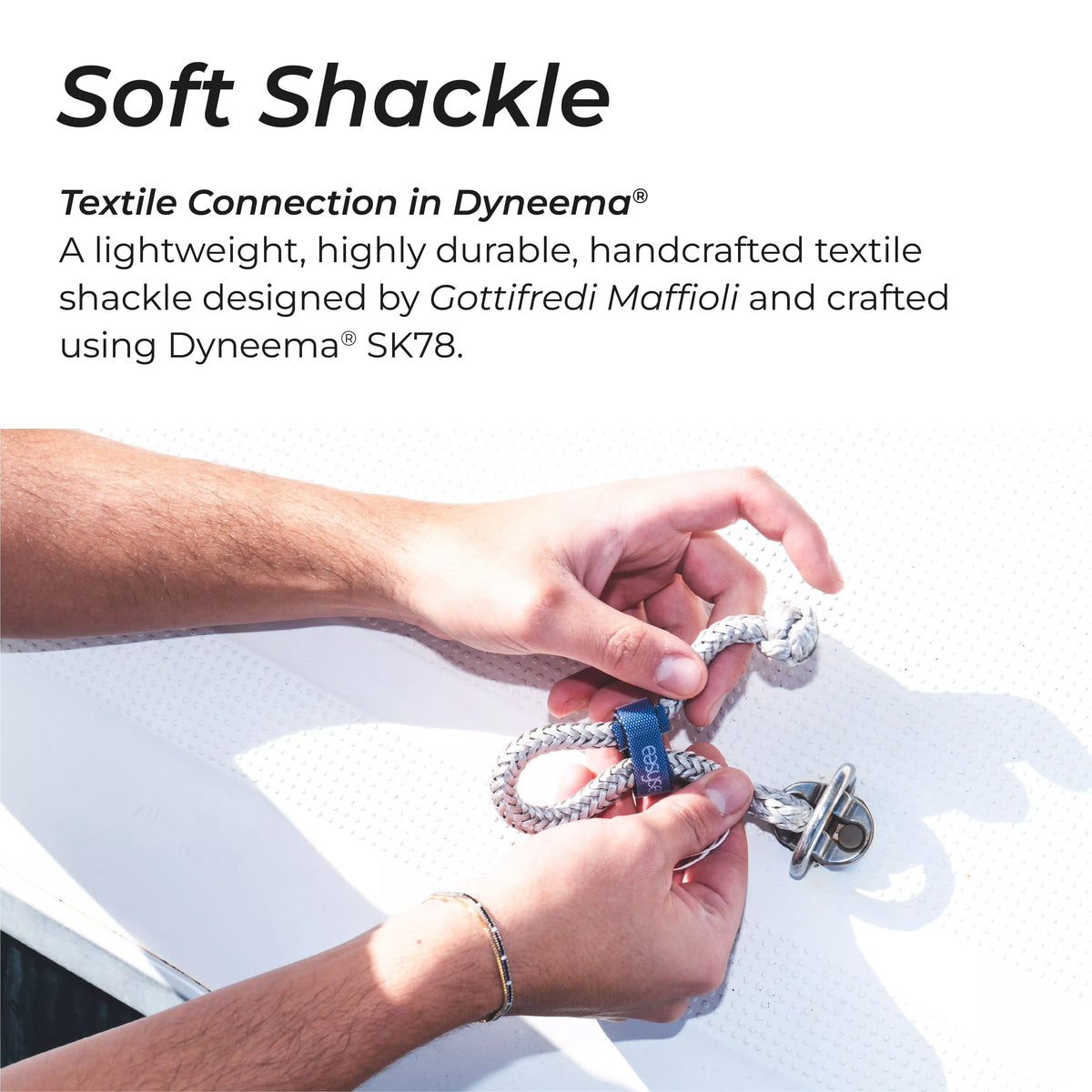 Soft Shackle in Dyneema — installed onboard