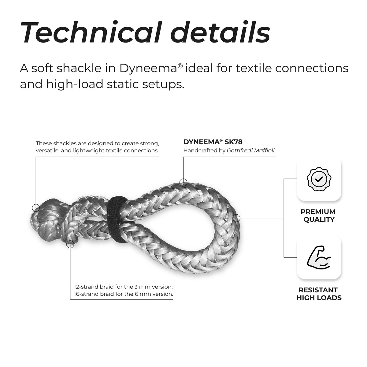Soft Shackle in Dyneema — front view