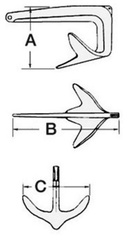 Trefoil anchor AISI 316 7.5 kg - foto originale Osculati Srl