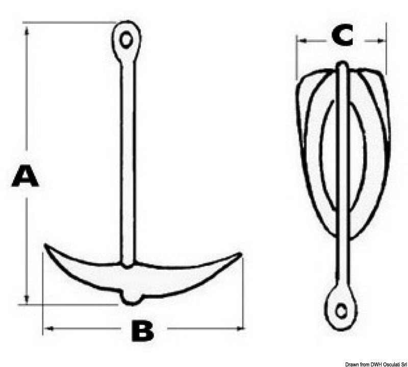 SS grapnel anchor 4 kg - foto originale Osculati Srl