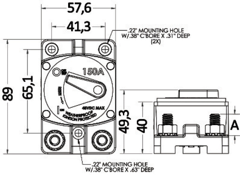 Watertight surface mount circuit breaker 200 A - foto originale Osculati Srl