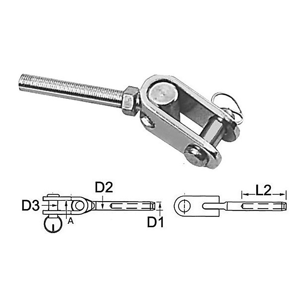 Blue wave Terminal AISI 316 swivel fork Ø 5 mm - foto originale Osculati Srl