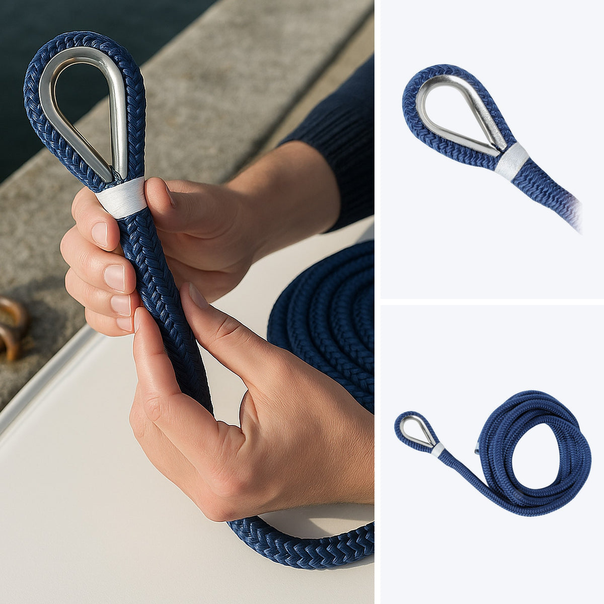 Spliced mooring line blue 16 mm x 11 m - in use