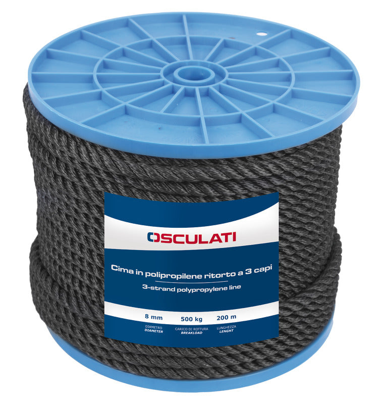 3-strand white polypropylene rope 8 mm (pack of 200) - foto originale Osculati Srl