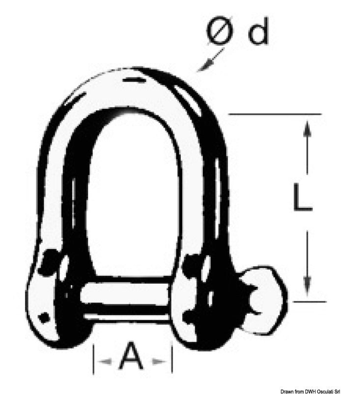 Wide jaw SS shackle 12 mm (pack of 5) - foto originale Osculati Srl