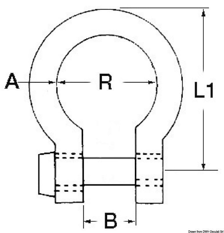 Bow shackle AISI 316 19 mm - foto originale Osculati Srl