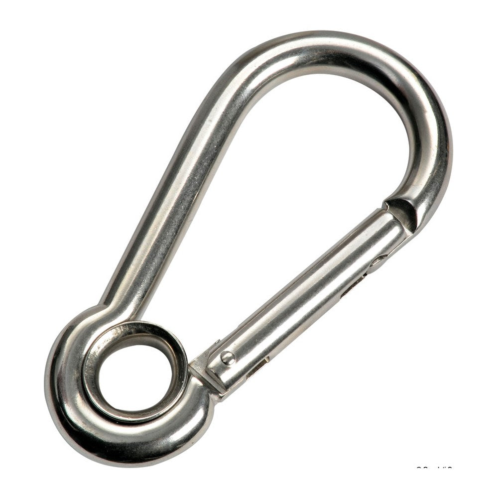 Carabiner hook flush closure w. eye AISI 316 10 mm (pack of 5) - foto originale Osculati Srl
