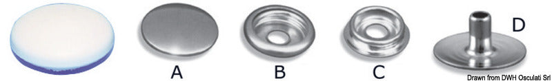 SS snap fasteners C (100 pcs) (pack of 100) - foto originale Osculati Srl