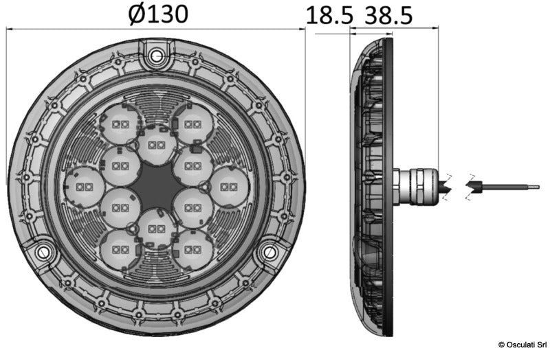 PIRANHA P24 LED underwater light blue - foto originale Osculati Srl