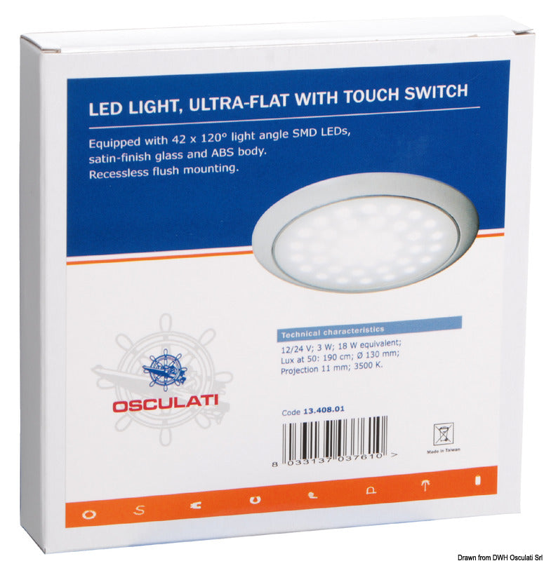Ultra-flat LED light chromed ring nut 12/24 V 3 W - foto originale Osculati Srl