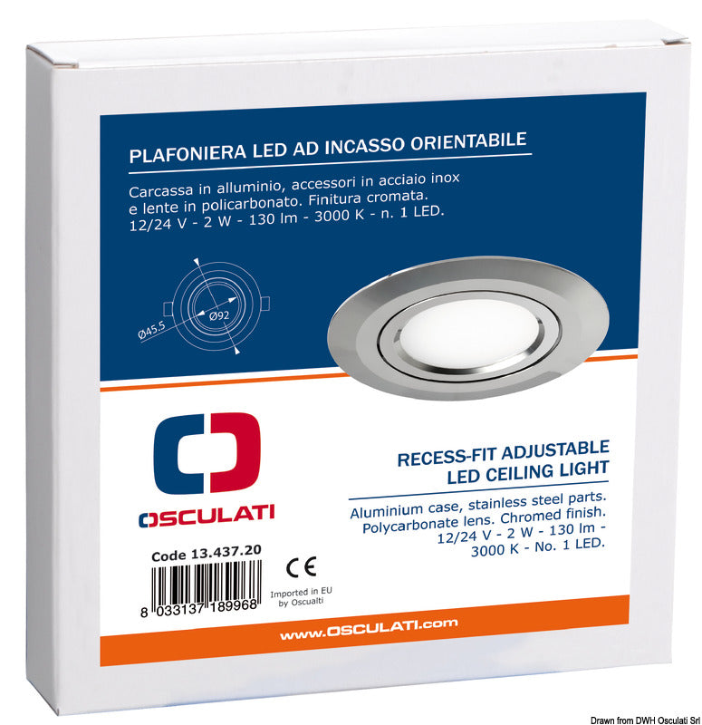 Recess swivelling LED light, warm light 4W - foto originale Osculati Srl