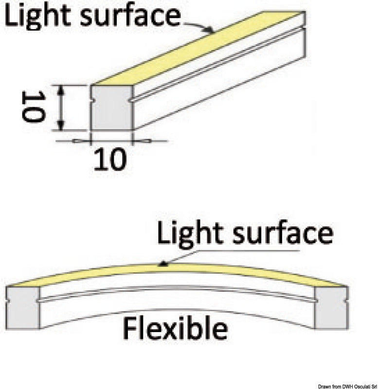 Neon Light flexible LED strip 24V warm white 12W - foto originale Osculati Srl