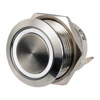 FLAT RVS schakelaar (MOMENTARY ON)-OFF 12/24V witte LED (set van 10)