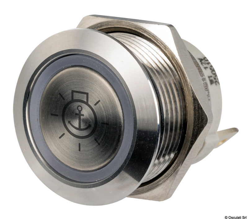 FLAT S.S. switch (MOMENTARY ON)-OFF 12/24V red LED (pack of 10) - foto originale Osculati Srl
