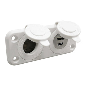 Lighter socket + USB-A + USB-C white - foto originale Osculati Srl
