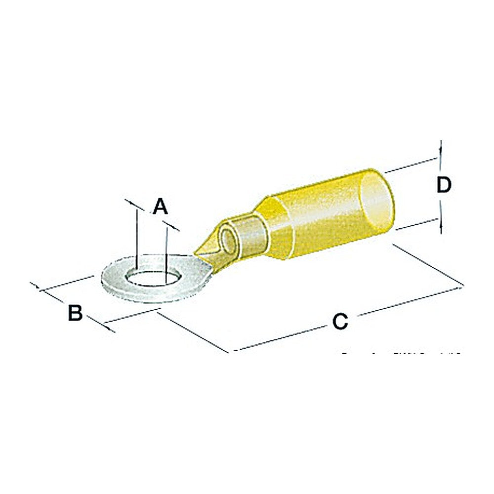 Pre-insulatd watertight eye 6.4 mm yellow (pack of 50) - foto originale Osculati Srl