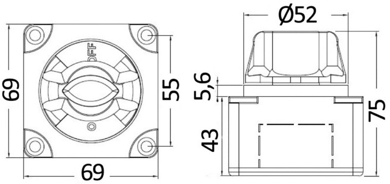 Battery switch 300A OFF-ON-BOTH - foto originale Osculati Srl