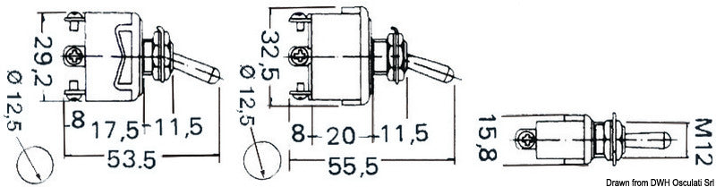 Toggle switch (ON)-OFF-ON 3 terminals (pack of 10) - foto originale Osculati Srl