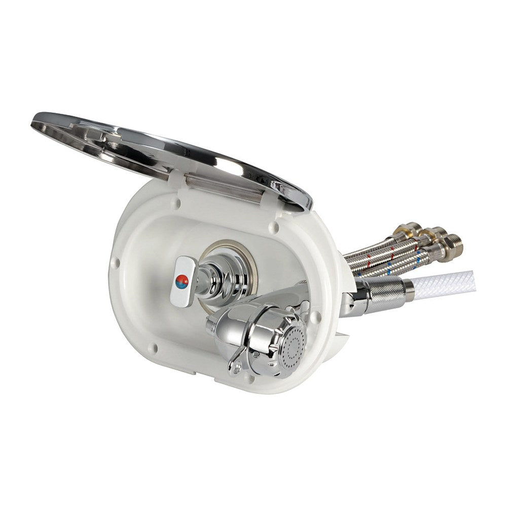 Oval shower box chromed PVC hose 4 m Shower rear outlet - foto originale Osculati Srl