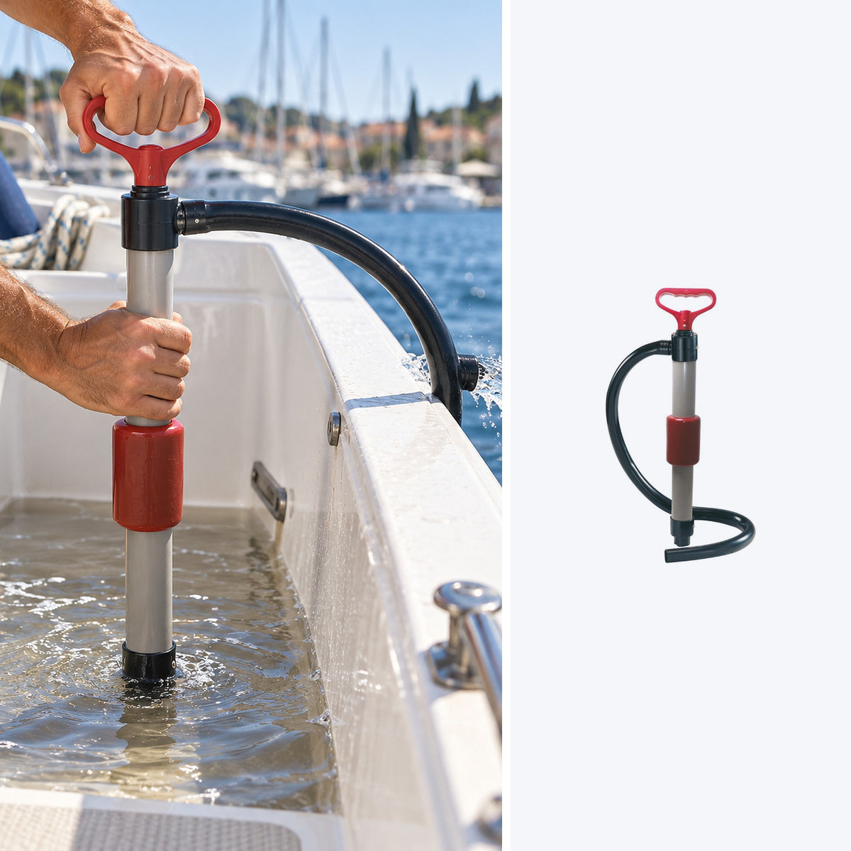 Manual double-acting bilge pump 440 mm - in use