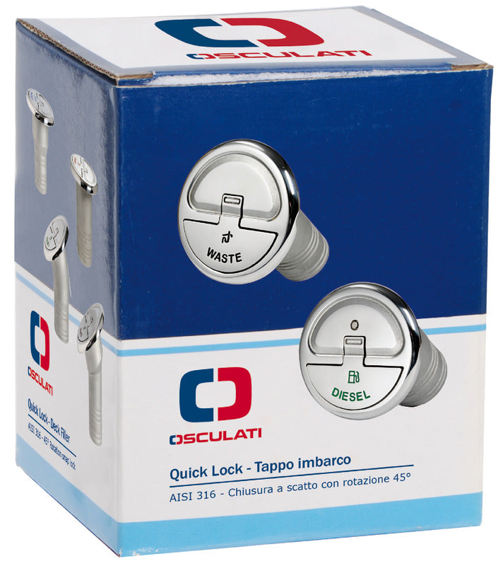 Quick Lock Water deck filler 38 mm w/key - foto originale Osculati Srl