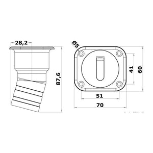 Square Fuel deck filler short version 38 mm - foto originale Osculati Srl