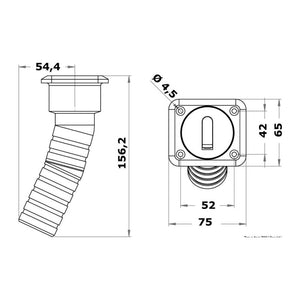 Square Water deck filler long version 38 mm - foto originale Osculati Srl