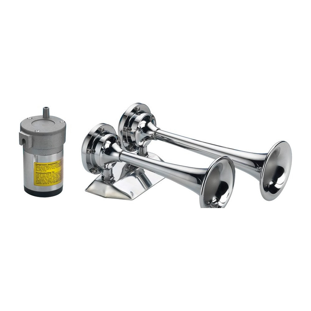Chromed trumpet w/2 horns 12 V - foto originale Osculati Srl