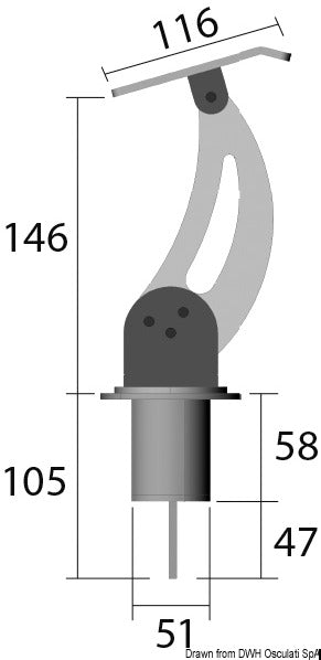 Kiwi Marine Removable double offset holder for tender - foto originale Osculati Srl