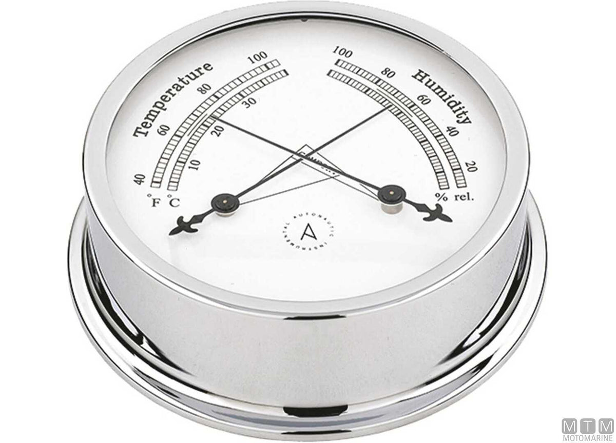 A-Nautic Pacific thermo-hygrometer 120 mm chrome-plated brass - original photo Motomarine Srl